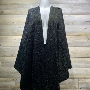Catherines Cape Sweater Knit Black Gold Metallic Sparkly Women’s One Size Party